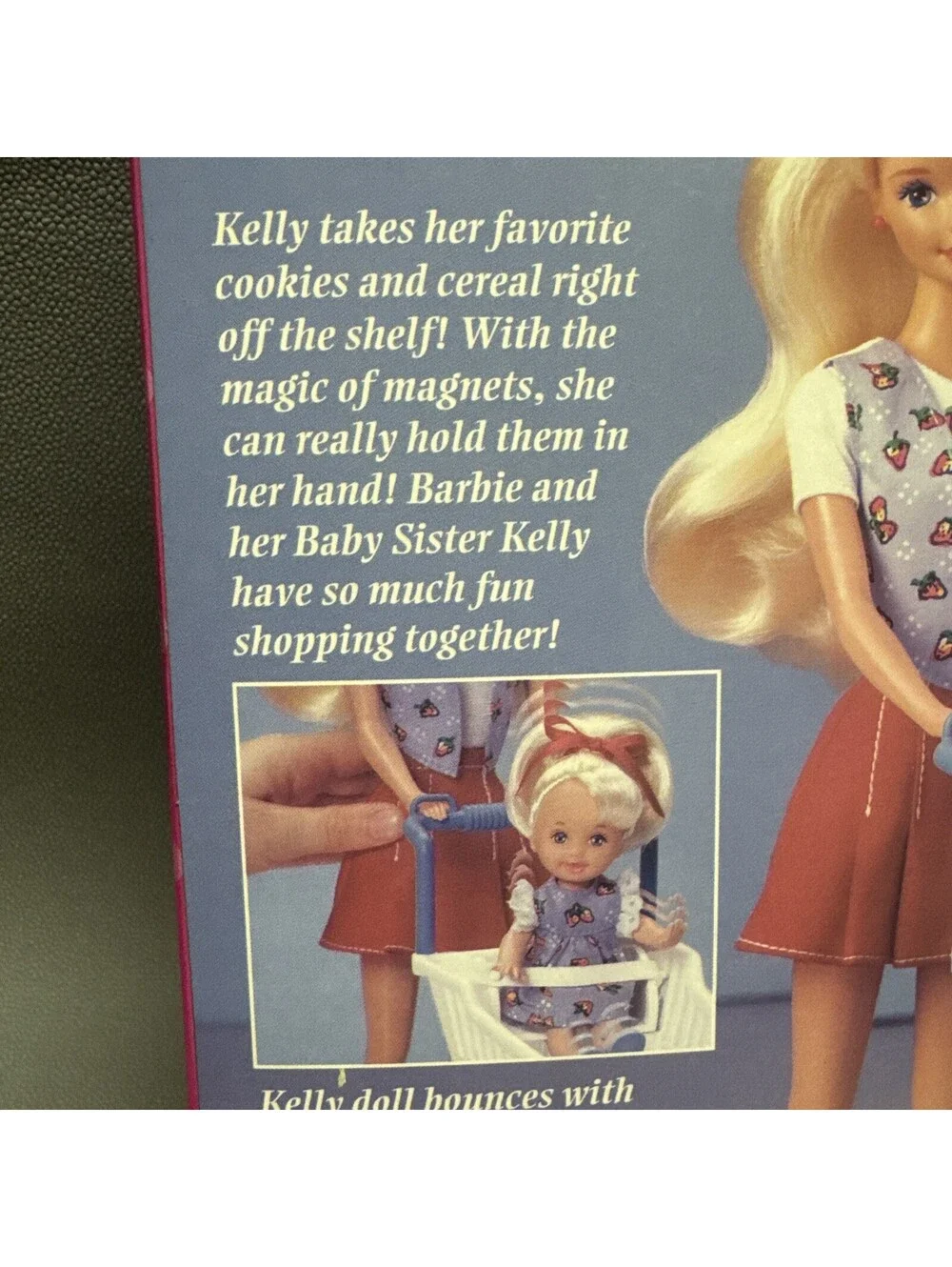 1995 Shoppin’ Fun Barbie & Kelly Playset Mattel #15756 Shopping Cart & Groceries